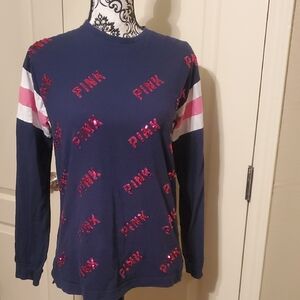 Victoria's Secret Navy and Pink Long Sleeve Tee
